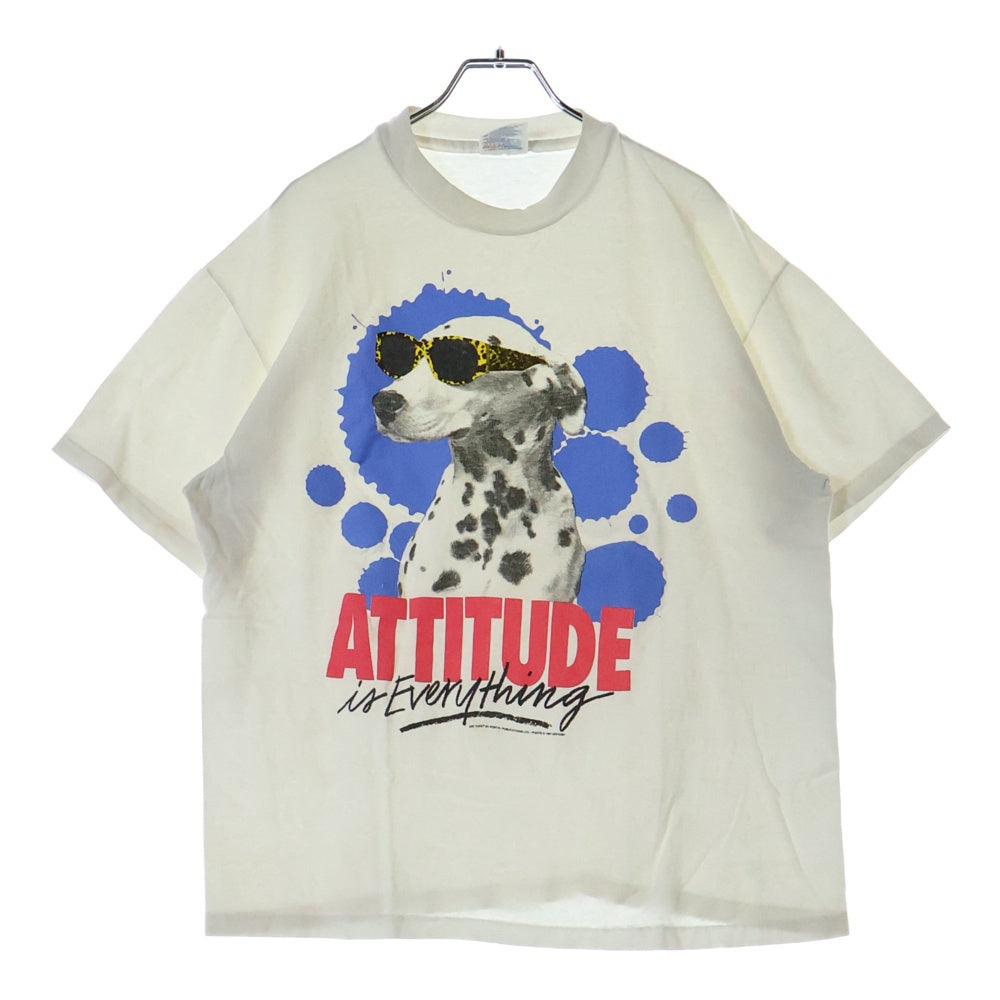 VINTAGE(ヴィンテージ) 90s ATTITUDE TEE ダルメシアン フロントプリント半袖Tシャツ カットソー ホワイト