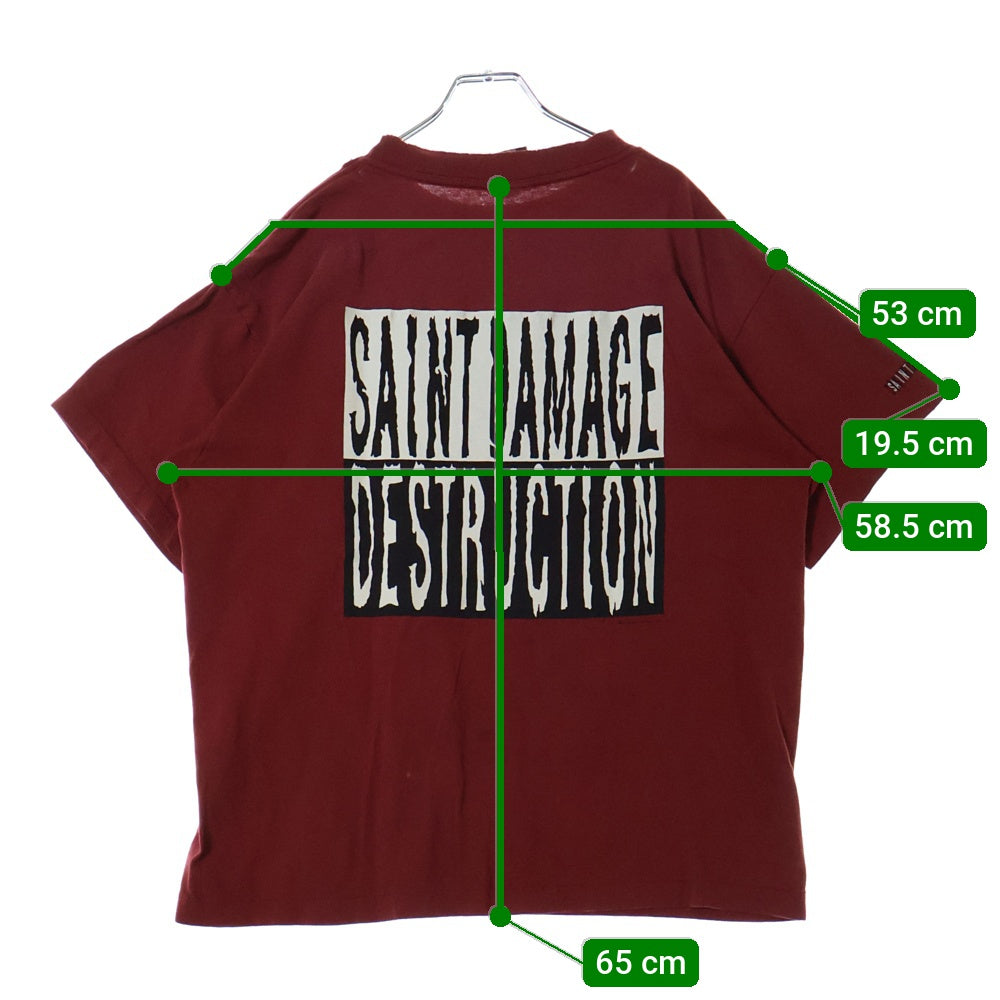 SAINT MICHAEL(セントマイケル) 25SS ? SS TEE SM-HR8-0000-030 ?プリントTシャツ 半袖カットソー バーガンディ