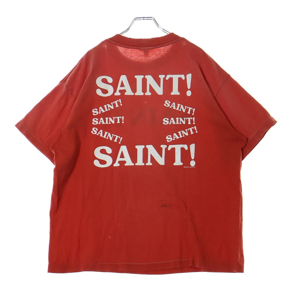 SAINT MICHAEL(セントマイケル) 25SS SM-HR8-0000-027 ヴィンテージ加工プリントTシャツ 半袖カットソー レッド