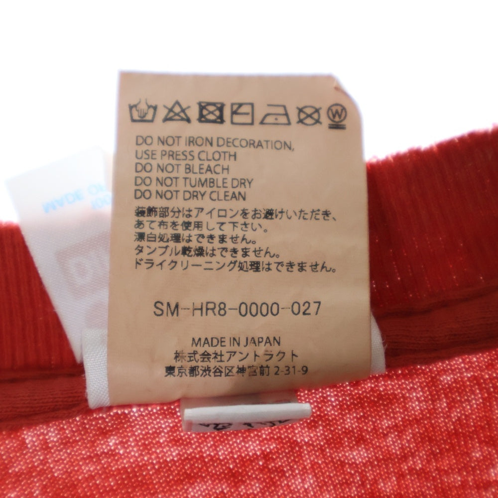 SAINT MICHAEL(セントマイケル) 25SS SM-HR8-0000-027 ヴィンテージ加工プリントTシャツ 半袖カットソー レッド
