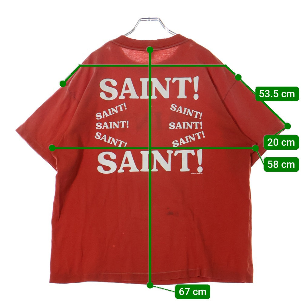 SAINT MICHAEL(セントマイケル) 25SS SM-HR8-0000-027 ヴィンテージ加工プリントTシャツ 半袖カットソー レッド