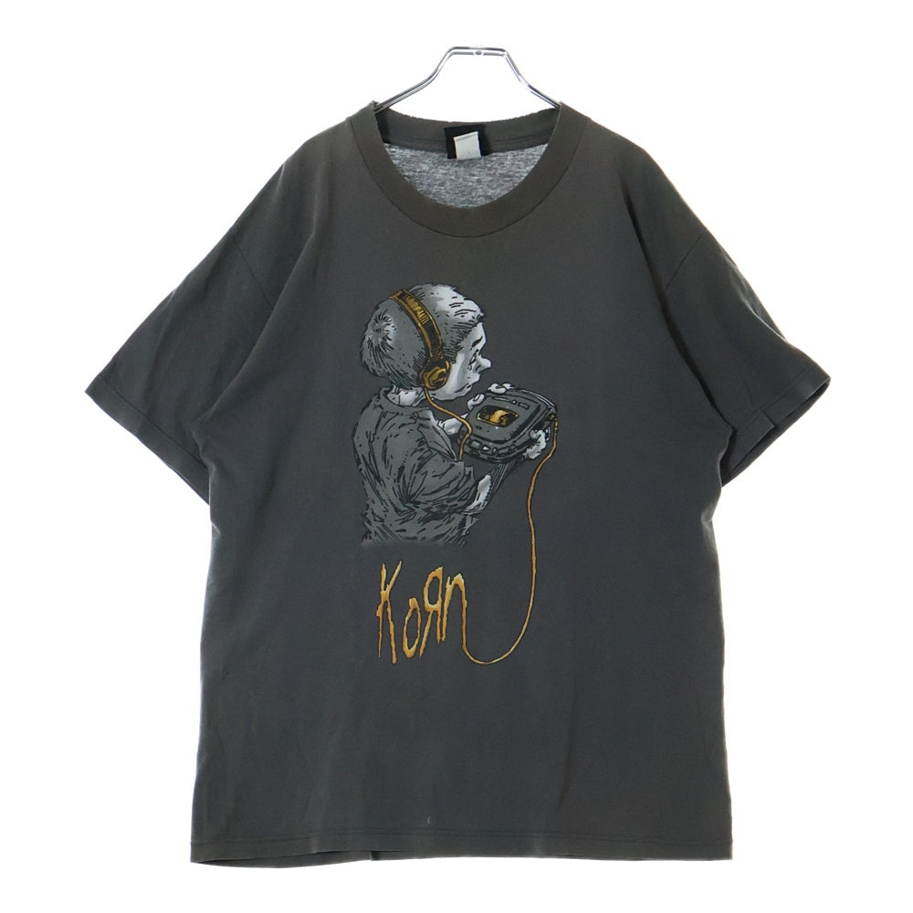 VINTAGE(ヴィンテージ) 90S KORN KORN FOLLOW THE LEADER コーン 両面プリント 半袖Tシャツ カットソー グレー