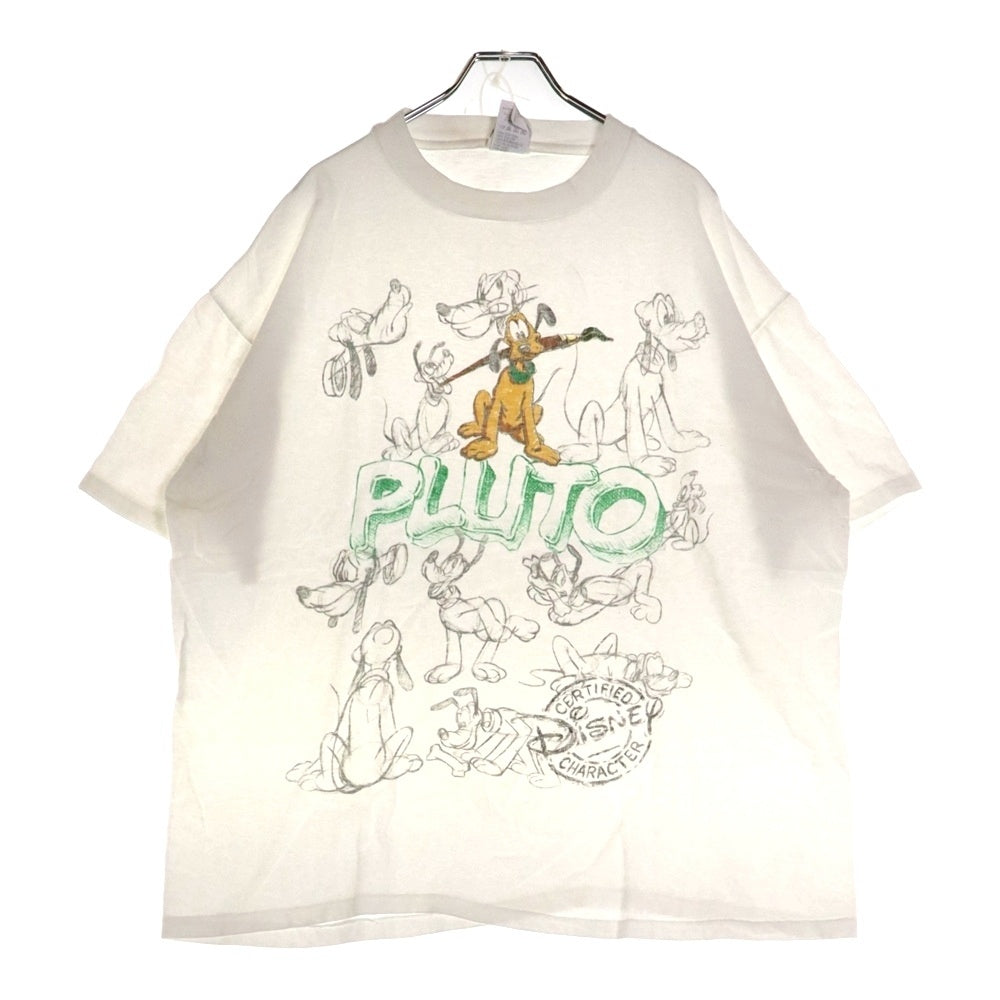VINTAGE(ヴィンテージ) 90S Disney PLUTO ディズニー プルート スケッチデザイン 両面プリント 半袖Tシャツ ホワイト