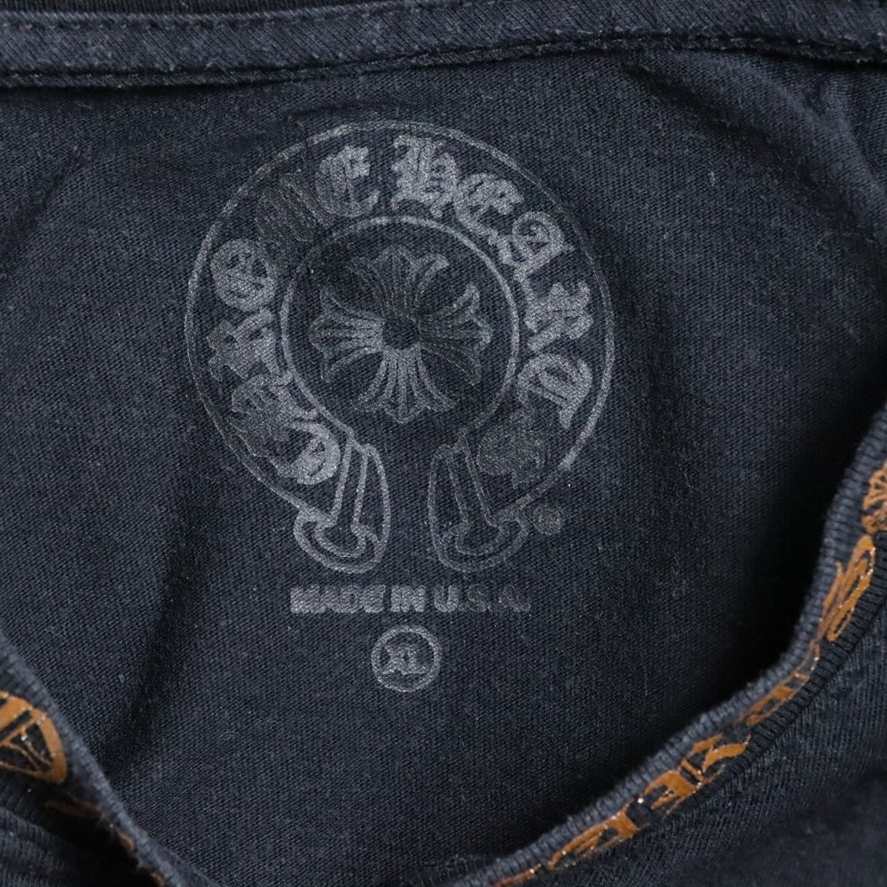 CHROME HEARTS(クロムハーツ) Brown Neck Logo L/S ネックロゴプリント ロングスリーブ 長袖Tシャツ ブラック