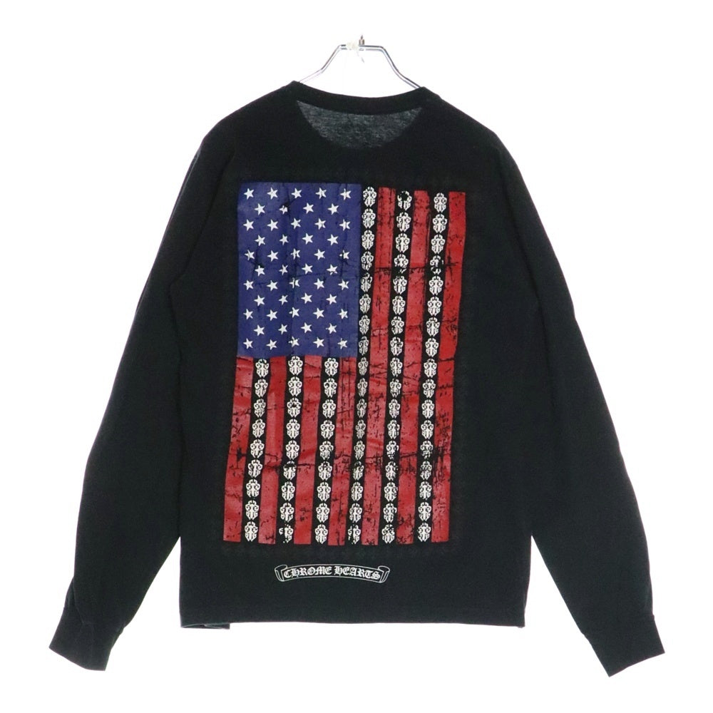CHROME HEARTS(クロムハーツ) American Flag 星条旗プリント ロングスリーブ 長袖Tシャツ ブラック