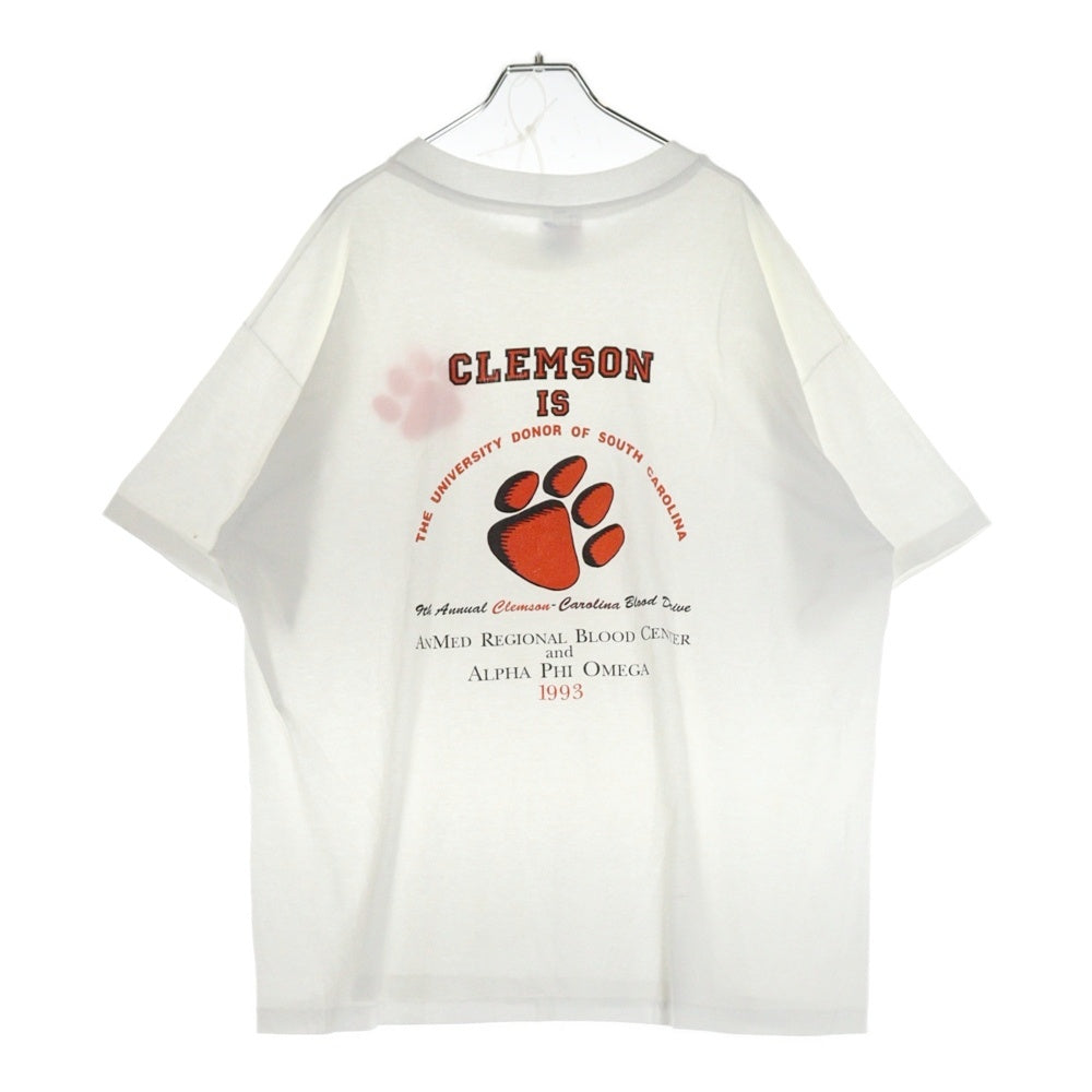 VINTAGE(ヴィンテージ) 90S CLEMSON カレッジプリント 半袖Tシャツ ホワイト