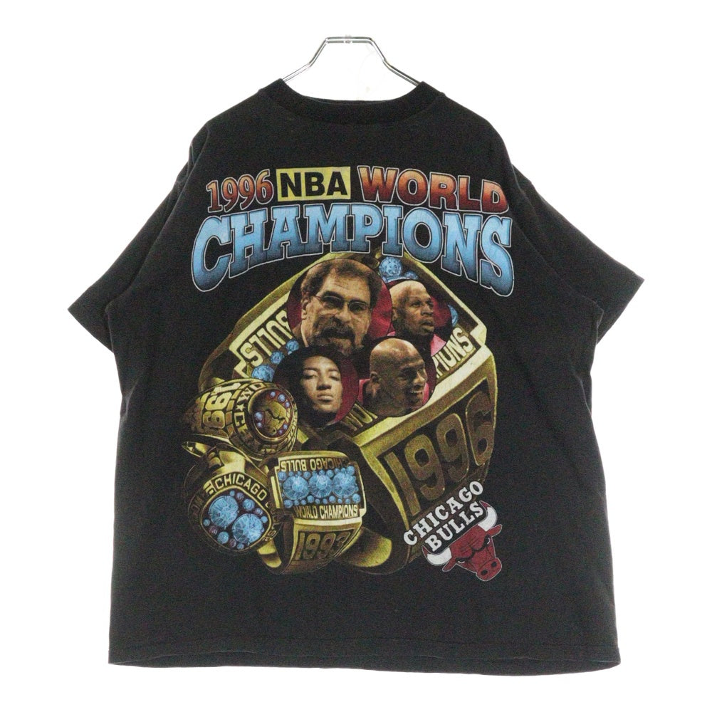 VINTAGE(ヴィンテージ) 90s CHICAGO BULLS 1996 NBA WORLD CHAMPIONS シカゴブルズ 両面プリント 半袖Tシャツ カットソー ブラック