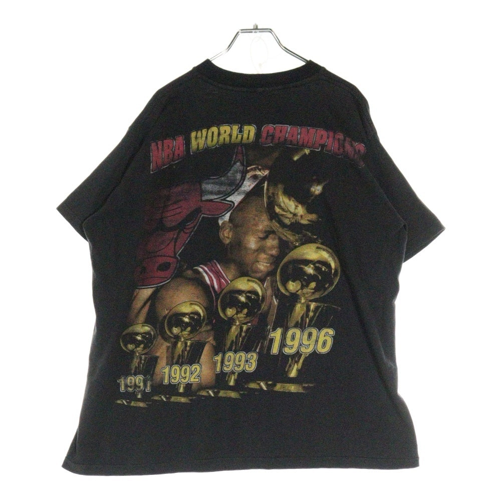 VINTAGE(ヴィンテージ) 90s CHICAGO BULLS 1996 NBA WORLD CHAMPIONS シカゴブルズ 両面プリント 半袖Tシャツ カットソー ブラック