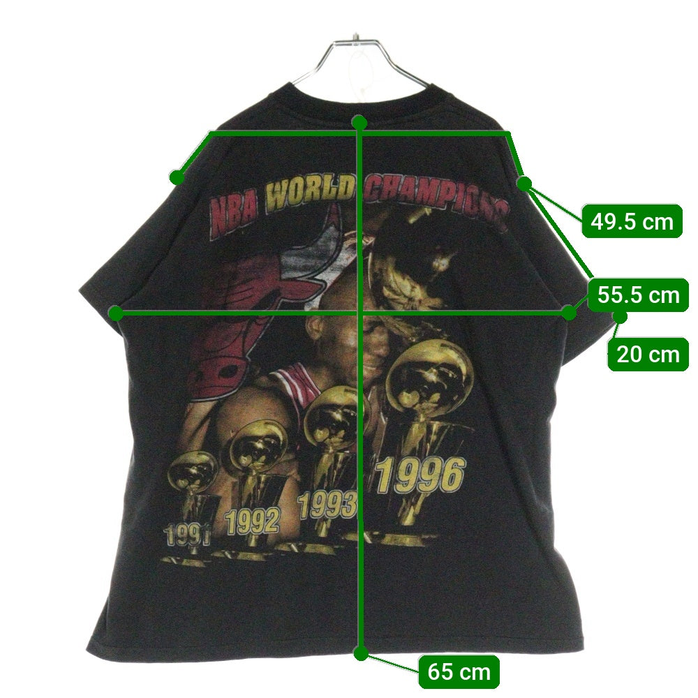 VINTAGE(ヴィンテージ) 90s CHICAGO BULLS 1996 NBA WORLD CHAMPIONS シカゴブルズ 両面プリント 半袖Tシャツ カットソー ブラック