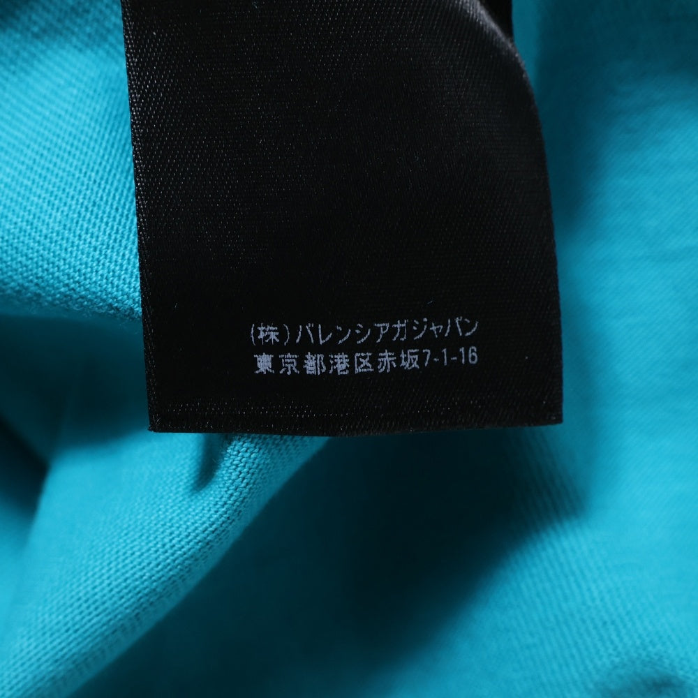 BALENCIAGA(バレンシアガ) 21SS Caps Destroyed Flatground Tee デストロイ加工 ロゴプリント 半袖Tシャツ ライトブルー 651795 TKVB8