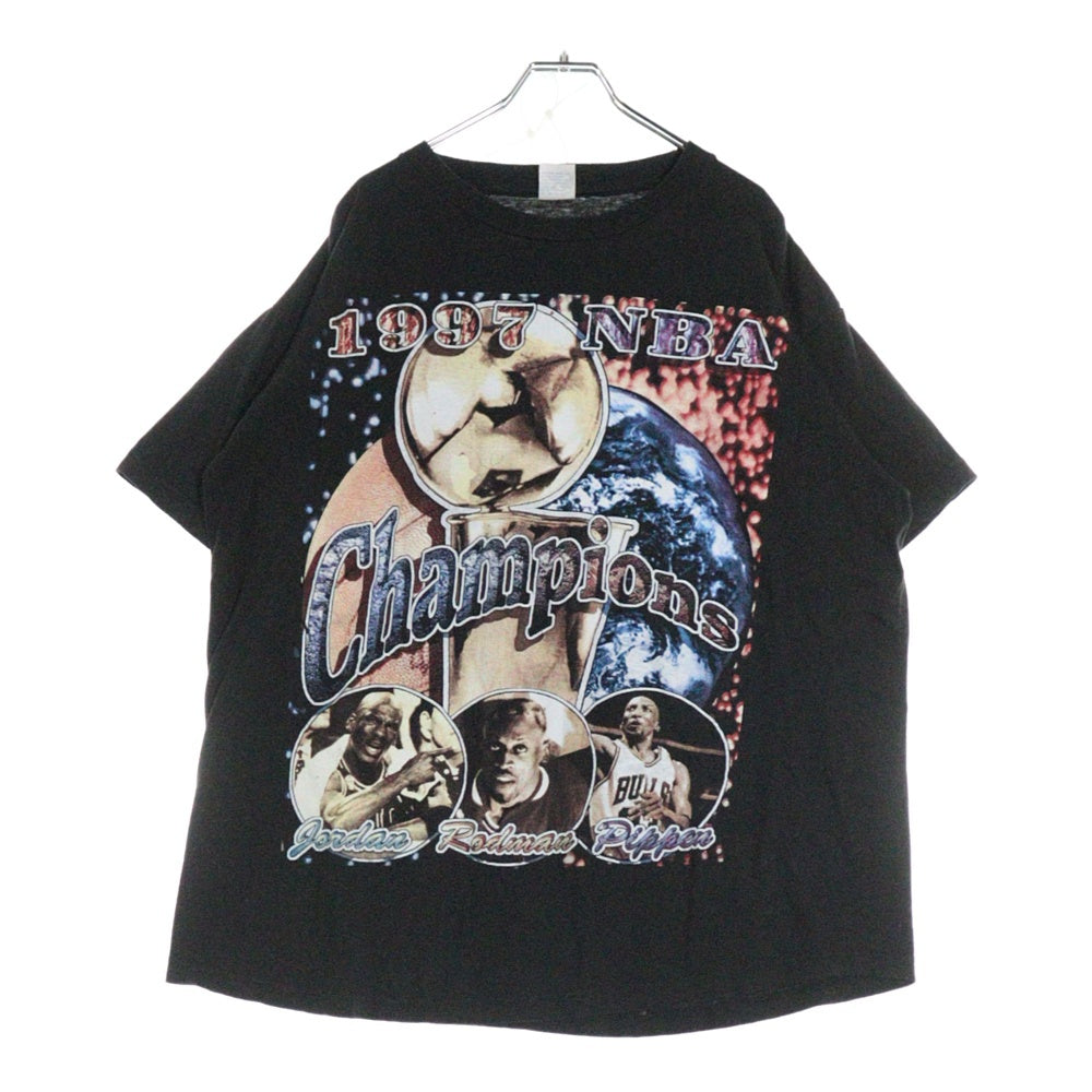 VINTAGE(ヴィンテージ) 90s CHCAGO BULLS 5TH NBA CHAMPIONSHIP シカゴブルズ 両面プリント 半袖Tシャツ ブラック