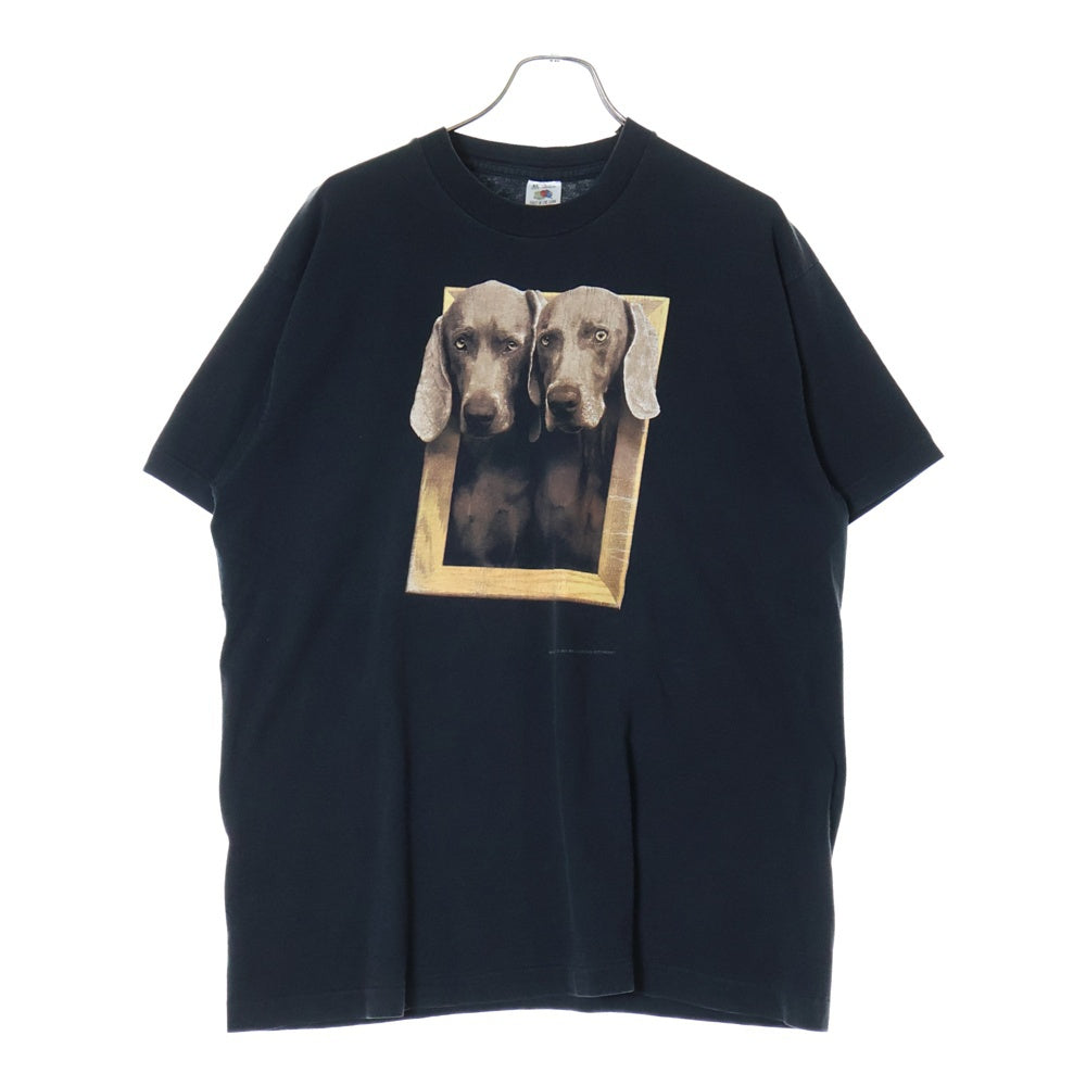 VINTAGE(ヴィンテージ) 90S WILLIAM WEGMAN FRAMED アートプリント 半袖Tシャツ ブラック
