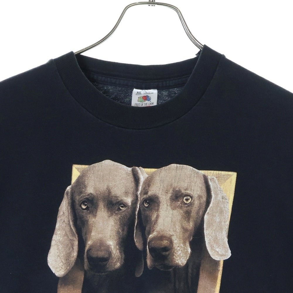 VINTAGE(ヴィンテージ) 90S WILLIAM WEGMAN FRAMED アートプリント 半袖Tシャツ ブラック