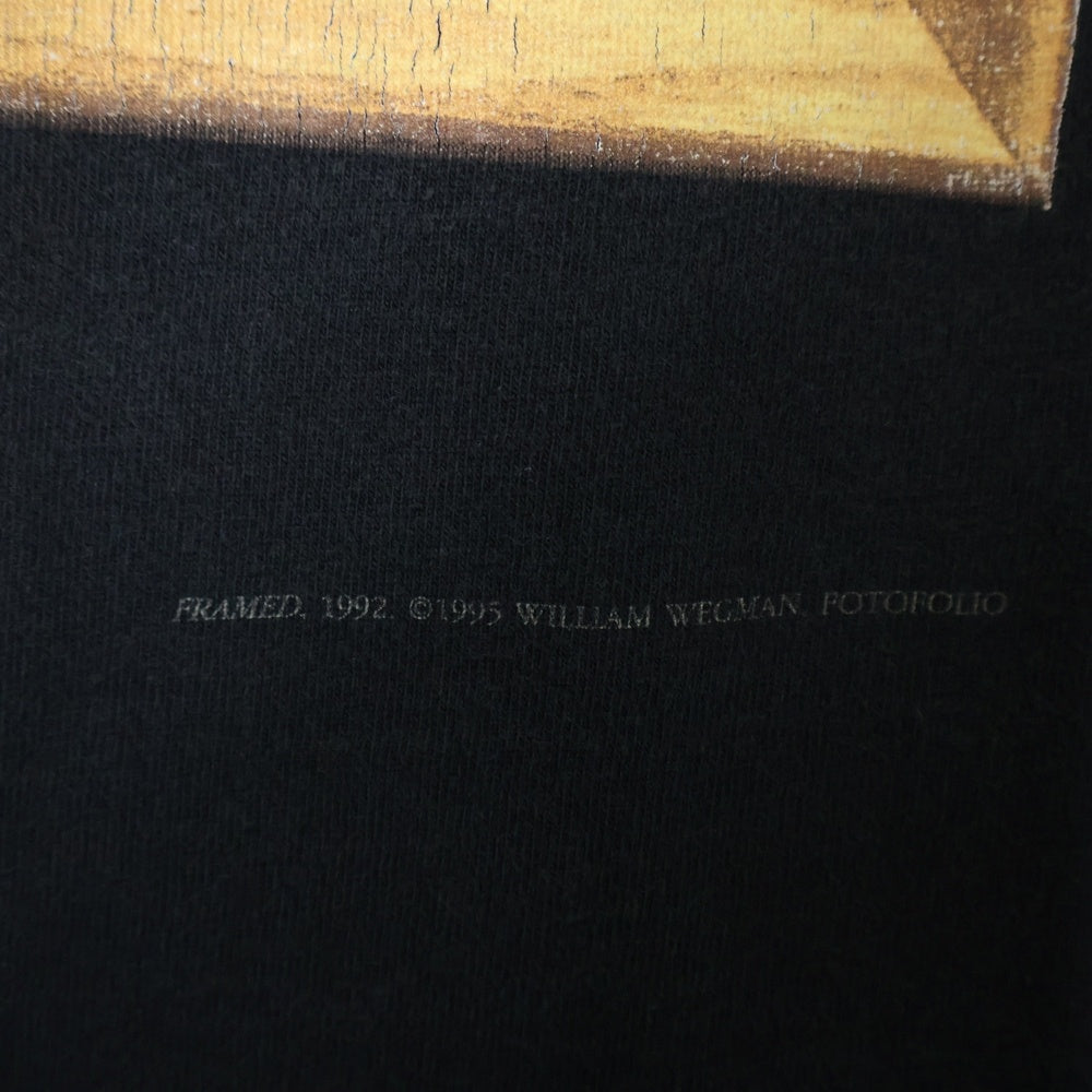 VINTAGE(ヴィンテージ) 90S WILLIAM WEGMAN FRAMED アートプリント 半袖Tシャツ ブラック