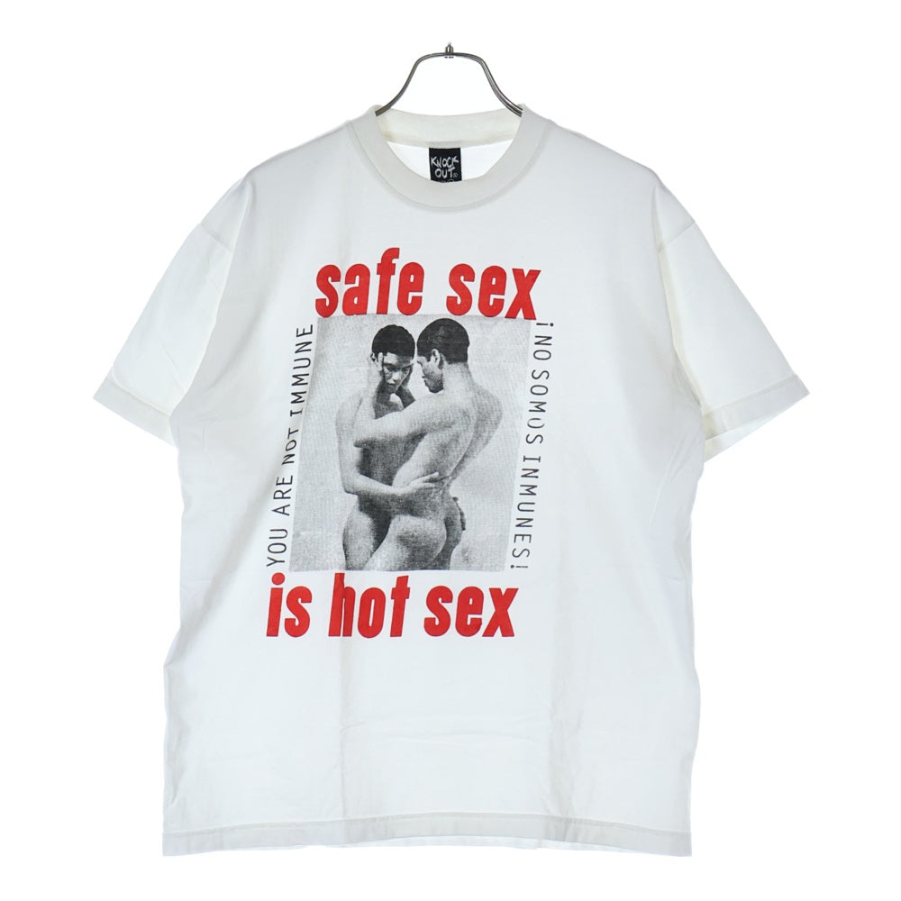 VINTAGE(ヴィンテージ) 90S safe sex is hot sex TEVEN MEISEL グラフィックプリント 半袖Tシャツ ホワイト
