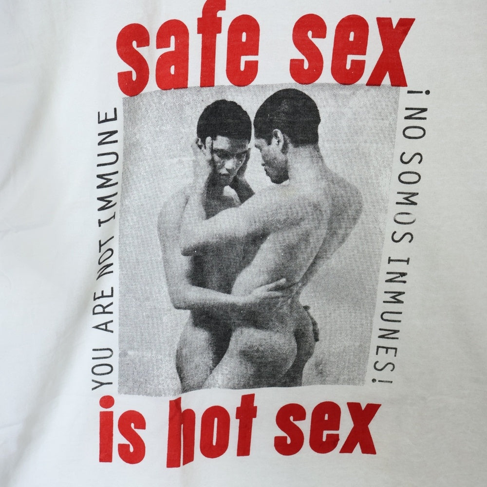 VINTAGE(ヴィンテージ) 90S safe sex is hot sex TEVEN MEISEL グラフィックプリント 半袖Tシャツ ホワイト