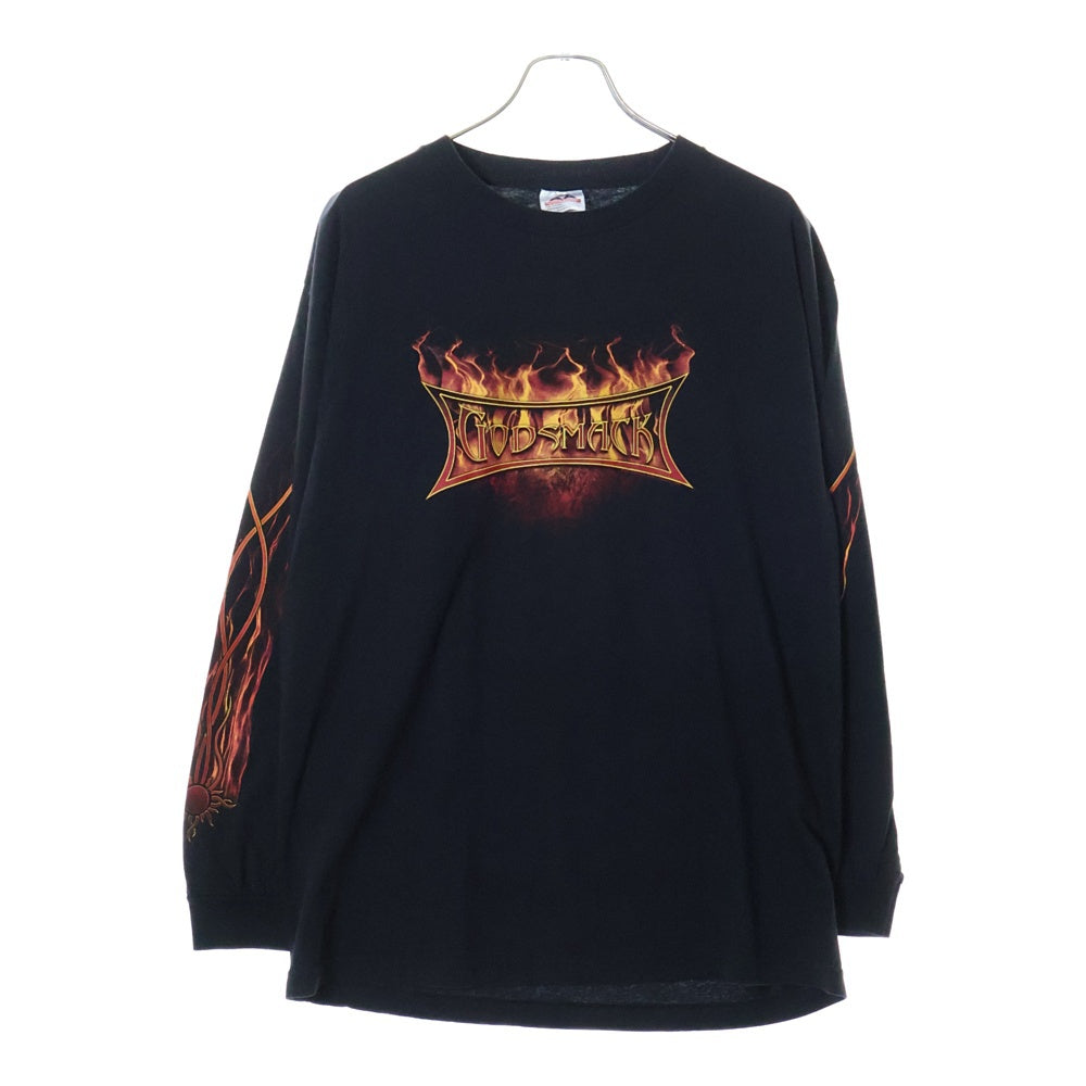 VINTAGE(ヴィンテージ) 00S GODSMACK ゴッドスマック フレイムプリント ロングスリーブ長袖Tシャツ ブラック