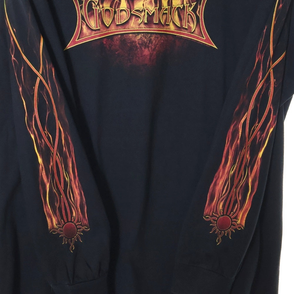 VINTAGE(ヴィンテージ) 00S GODSMACK ゴッドスマック フレイムプリント ロングスリーブ長袖Tシャツ ブラック