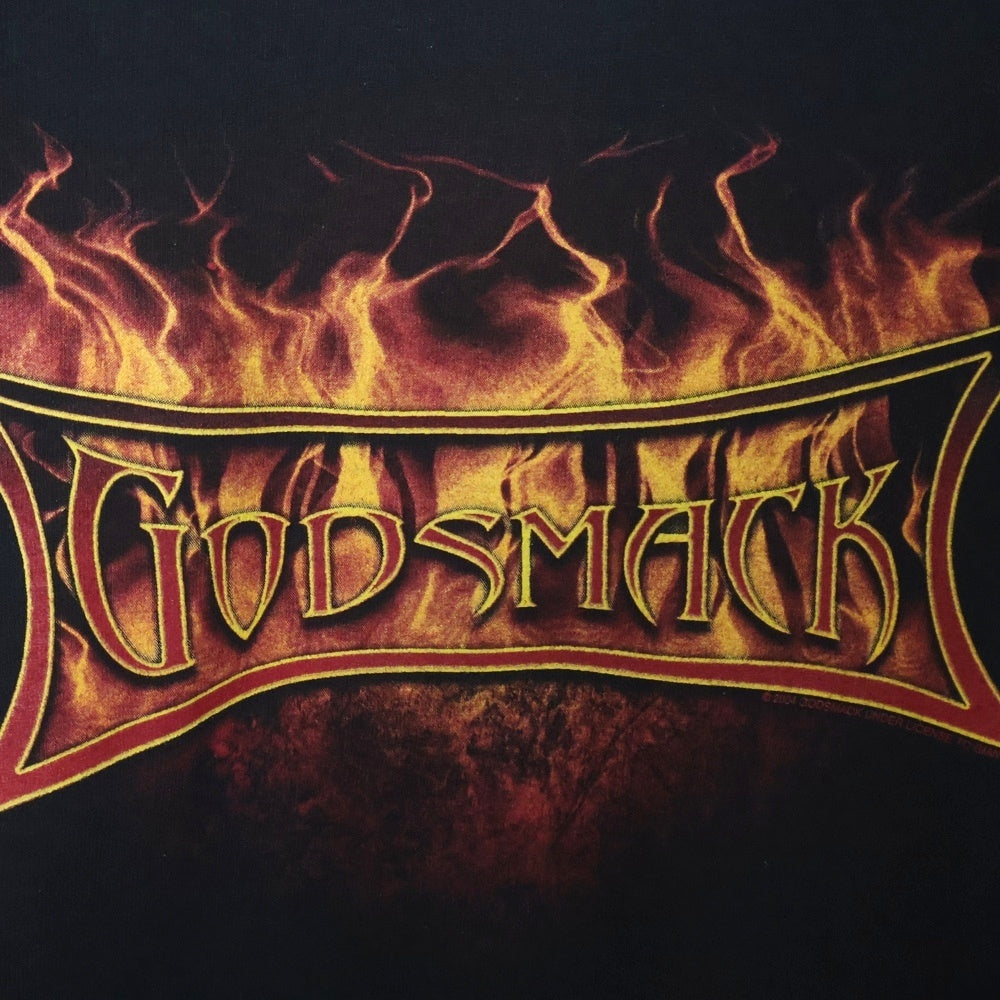 VINTAGE(ヴィンテージ) 00S GODSMACK ゴッドスマック フレイムプリント ロングスリーブ長袖Tシャツ ブラック