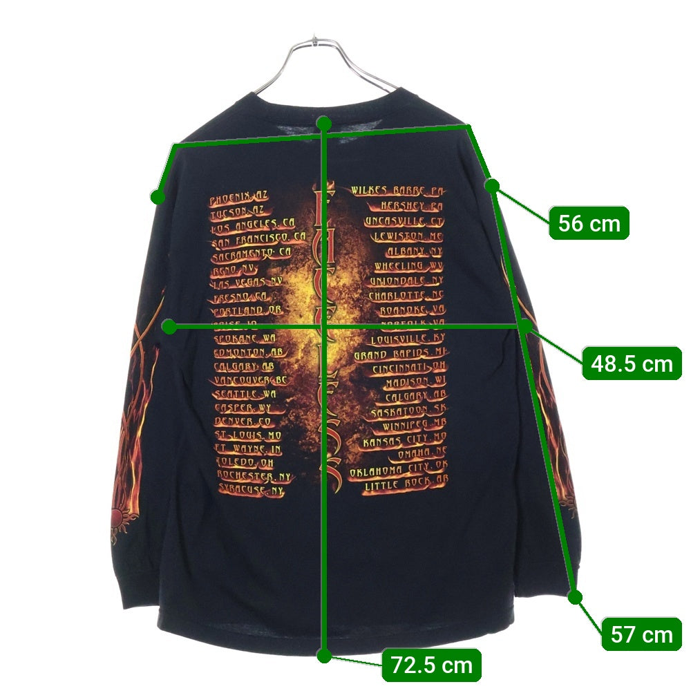VINTAGE(ヴィンテージ) 00S GODSMACK ゴッドスマック フレイムプリント ロングスリーブ長袖Tシャツ ブラック
