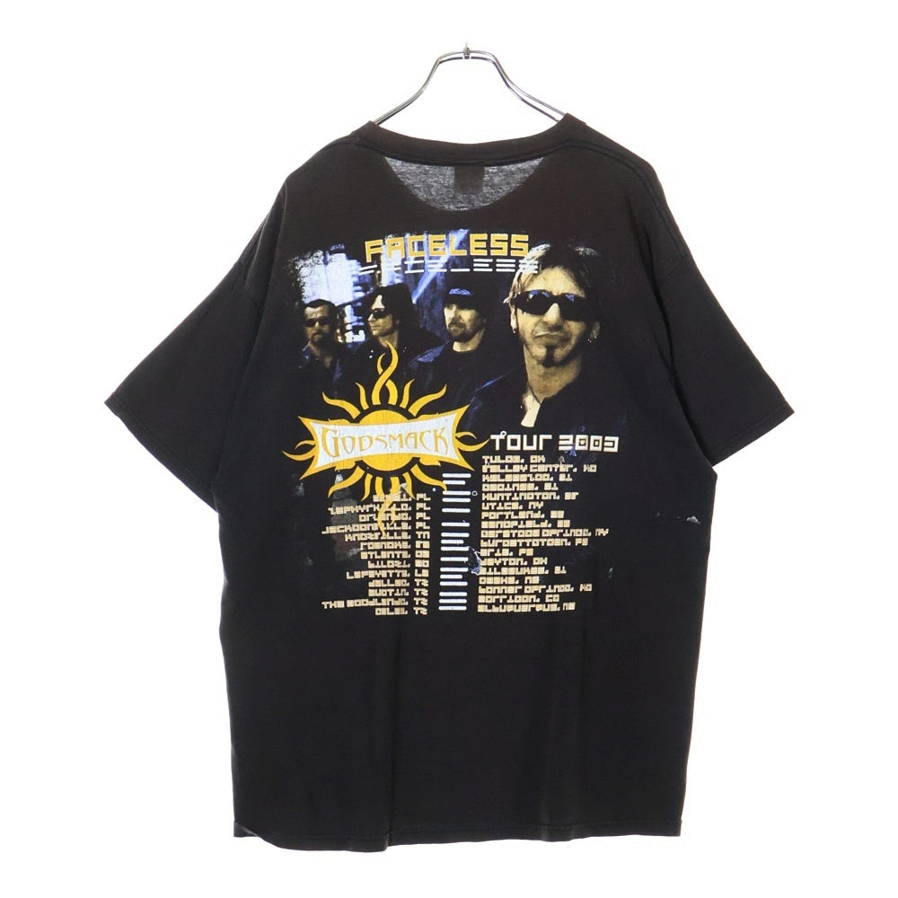 VINTAGE(ヴィンテージ) 00S GODSMACK Faceless Tour 2003 ゴッドスマック 両面プリント 半袖Tシャツ ブラック