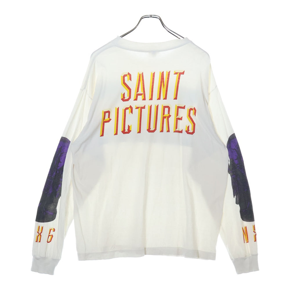 SAINT MICHAEL(セントマイケル) 24AW SAINT PICTURES 両面プリント ロングスリーブ 長袖Tシャツ カットソー ホワイト SM-YS1-0000-016