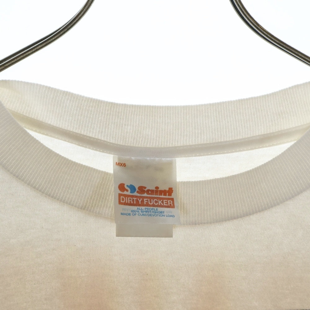 SAINT MICHAEL(セントマイケル) 24AW SAINT PICTURES 両面プリント ロングスリーブ 長袖Tシャツ カットソー ホワイト SM-YS1-0000-016