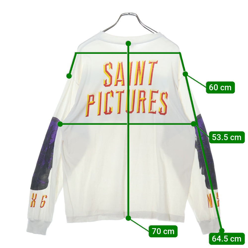 SAINT MICHAEL(セントマイケル) 24AW SAINT PICTURES 両面プリント ロングスリーブ 長袖Tシャツ カットソー ホワイト SM-YS1-0000-016