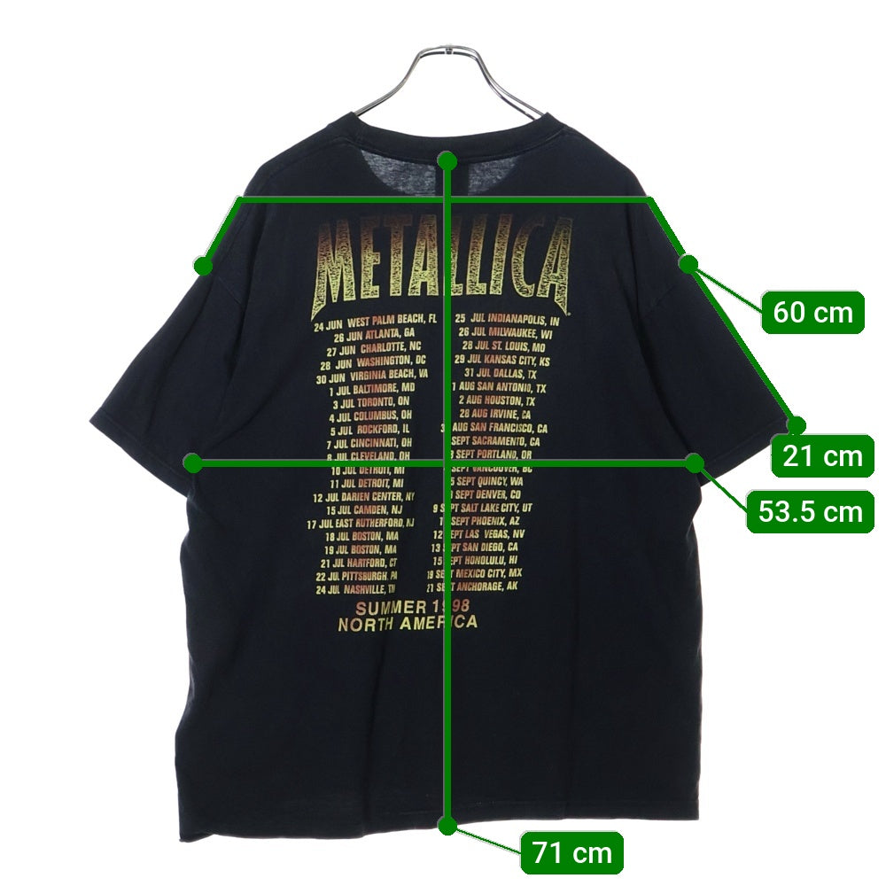 VINTAGE(ヴィンテージ) 90S METALLICA SUMMER 1998 NORTH AMERICA TOUR メタリカ 両面プリント 半袖Tシャツ ブラック