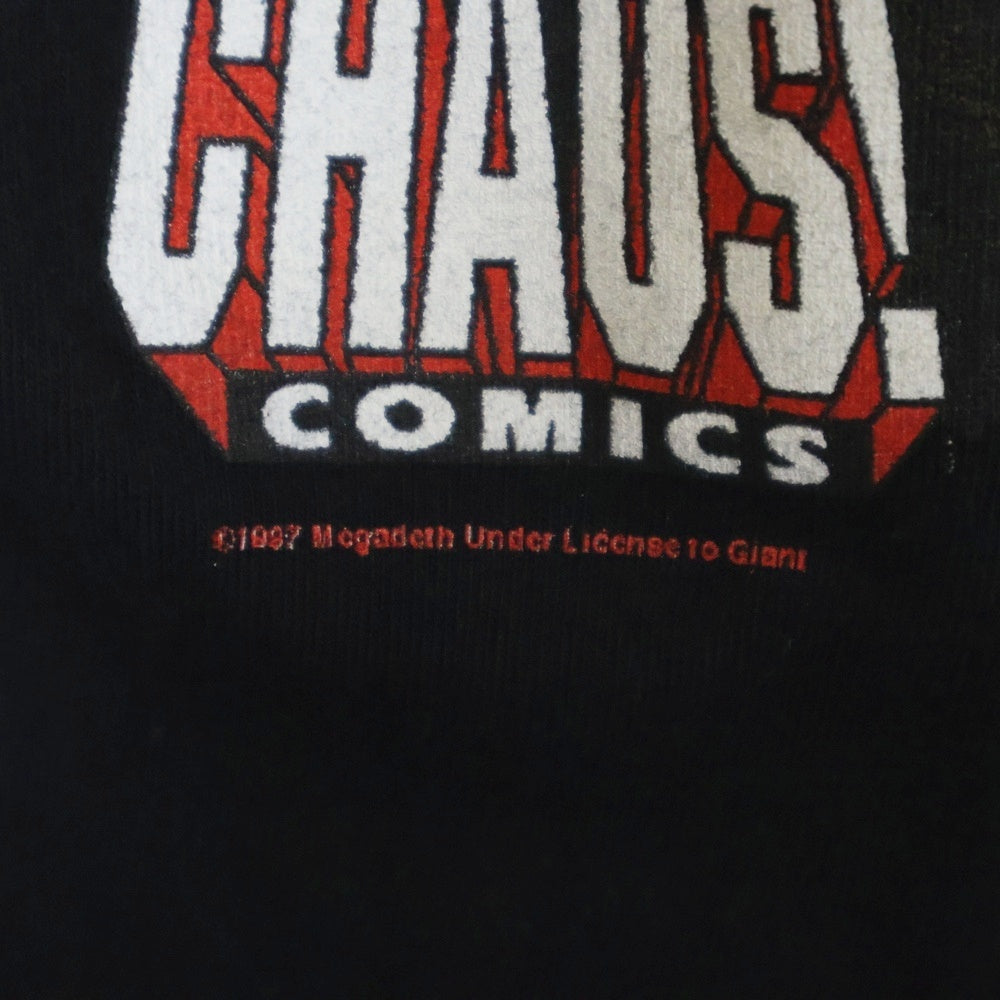 VINTAGE(ヴィンテージ) 90S MEGADETH CHAOS COMICS メガデス 両面プリント 半袖Tシャツ ブラック