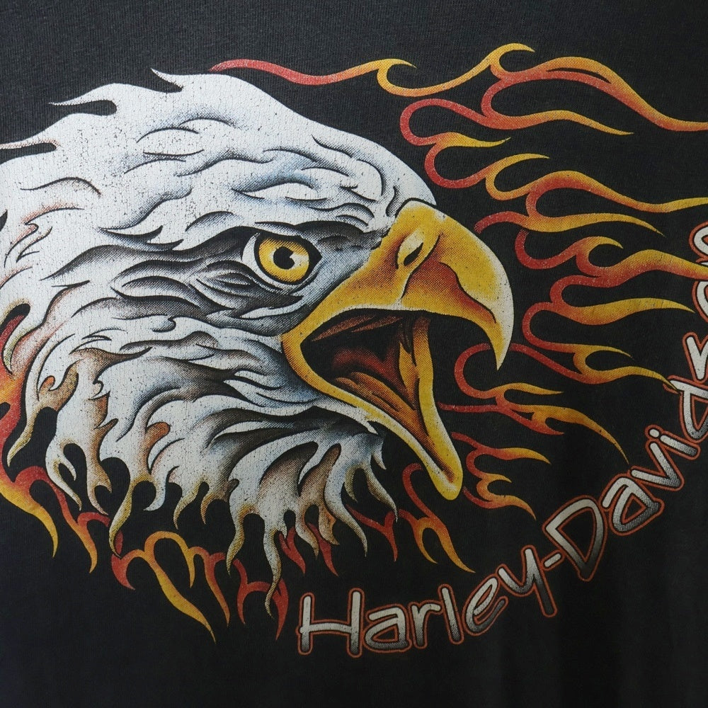 VINTAGE(ヴィンテージ) 90S Harley Davidson ハーレーダビッドソン イーグル フレイムプリント 半袖Tシャツ ブラック