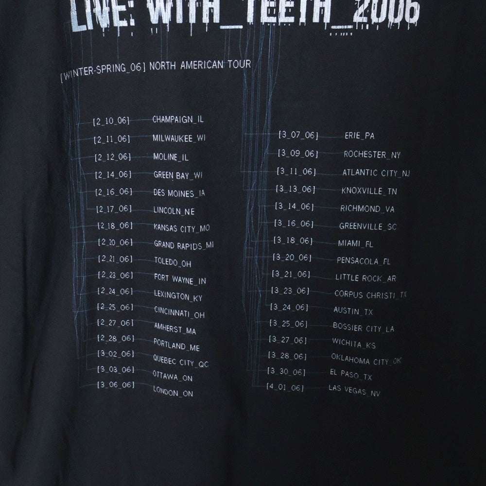 VINTAGE(ヴィンテージ) 00S NINE INCH NAILS LIVE WITH TEETH BOX LOGO 2006 ナインインチネイルズ 両面プリント 半袖Tシャツ ブラック