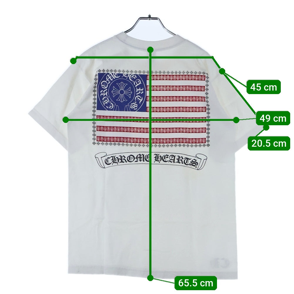 CHROME HEARTS(クロムハーツ) OLD AMERICAN FLAG TEE オールド アメリカンフラッグTシャツ 星条旗 ホースシュープリント 半袖カットソー ホワイト