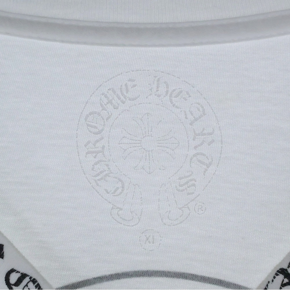 CHROME HEARTS(クロムハーツ) Gradient Logo Horseshoe L/S Tee ネックロゴ グラデーションプリント ロングスリーブ 長袖Tシャツ ホワイト