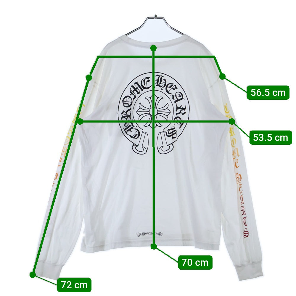 CHROME HEARTS(クロムハーツ) Gradient Logo Horseshoe L/S Tee ネックロゴ グラデーションプリント ロングスリーブ 長袖Tシャツ ホワイト