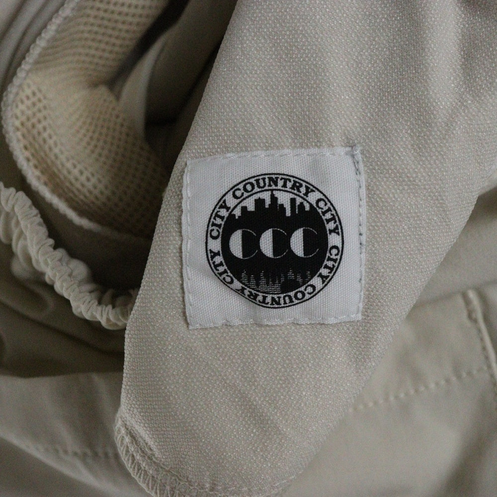 CITY COUNTRY CITY(シティーカントリーシティー) STRETCH PANTS ロゴプリント ナイロン イージーパンツ ベージュ CCC-253P002