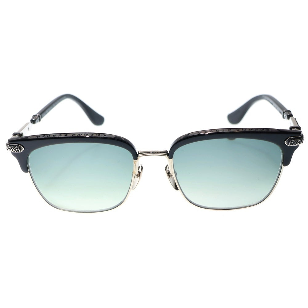 CHROME HEARTS(クロムハーツ) VERTICAL SMILE I サイドエタニティハーフリム サングラス メガネ ブラック/シルバー※度有り