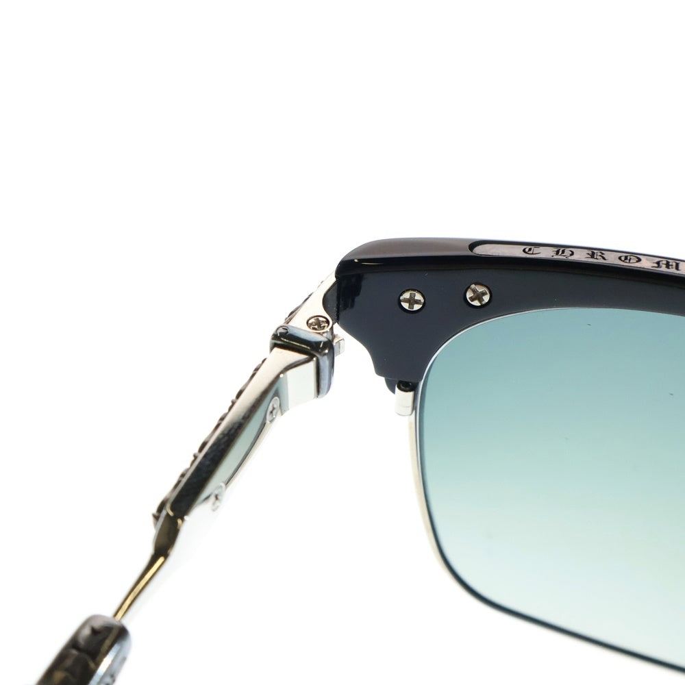 CHROME HEARTS(クロムハーツ) VERTICAL SMILE I サイドエタニティハーフリム サングラス メガネ ブラック/シルバー※度有り