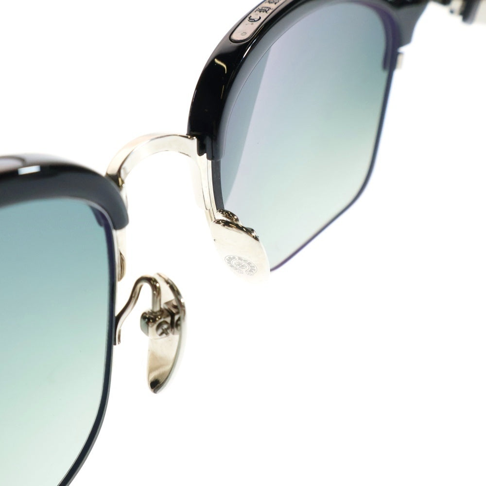 CHROME HEARTS(クロムハーツ) VERTICAL SMILE I サイドエタニティハーフリム サングラス メガネ ブラック/シルバー※度有り