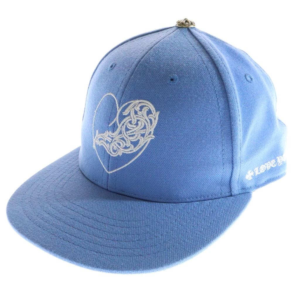 CHROME HEARTS(クロムハーツ) FITTED WOOL ACRYLIC SERGE ハートロゴ刺繍ベースボールキャップ ブルー