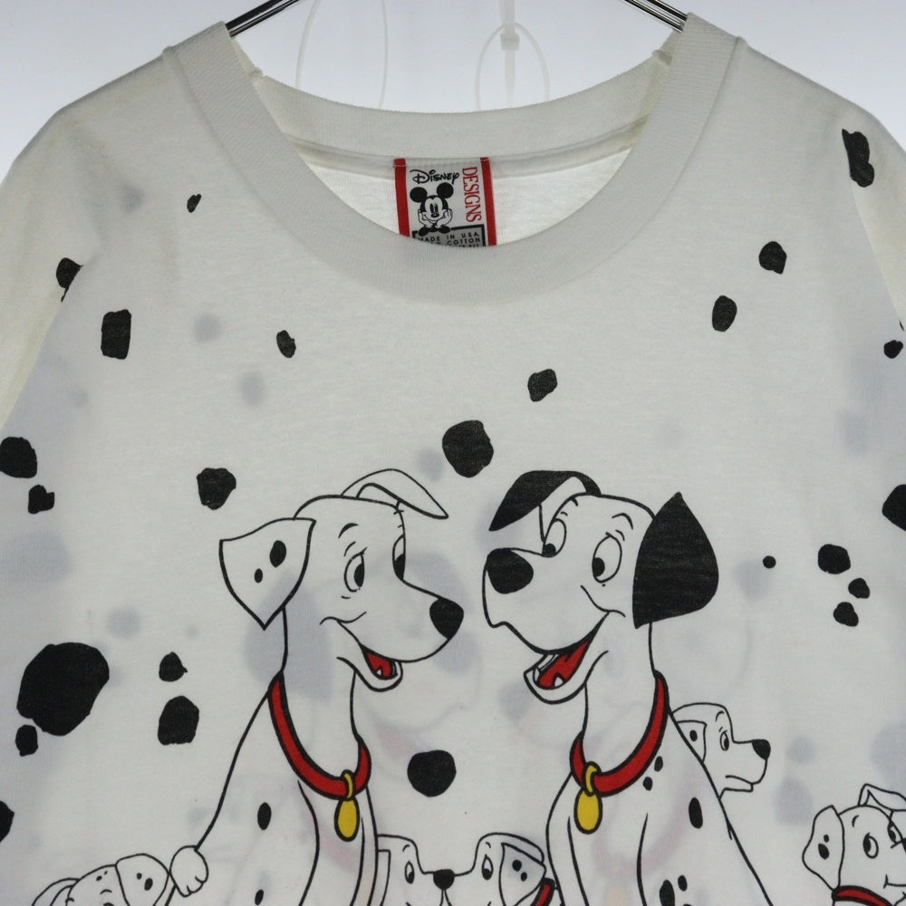 VINTAGE(ヴィンテージ) 90s Disneyディズニー 101匹わんちゃん 総柄 両面プリント半袖Tシャツ カットソー ホワイト