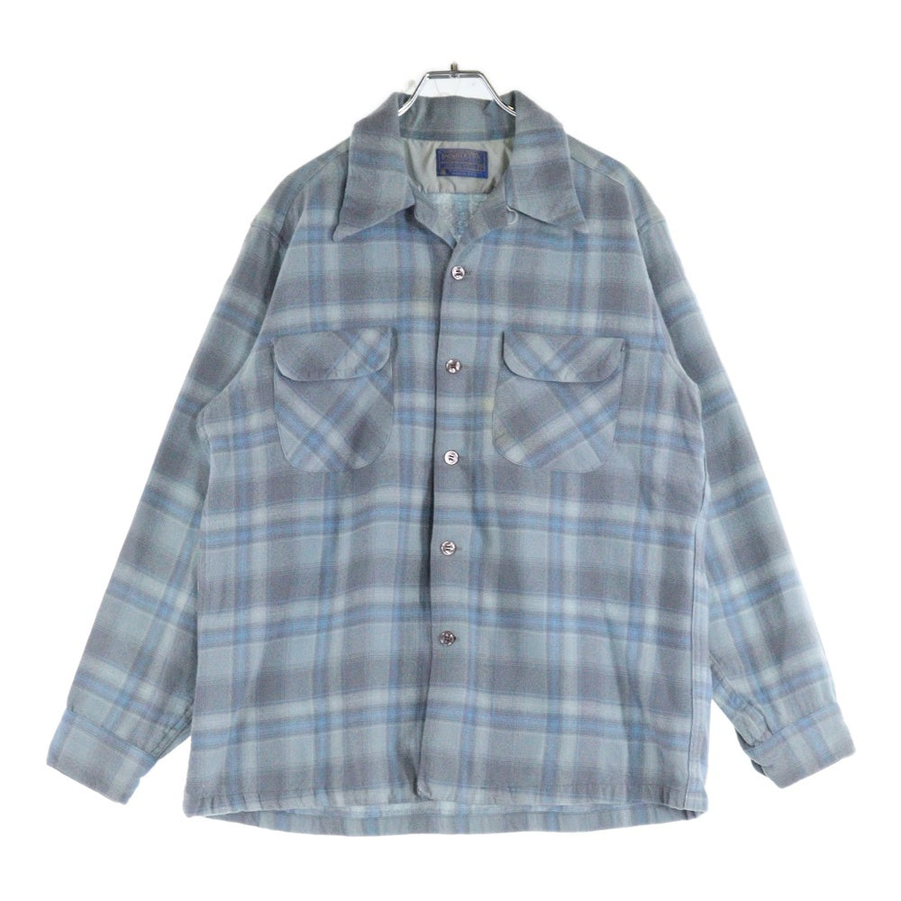 PENDLETON(ペンドルトン) 50s VINTAGE オンブレチェック 長袖シャツ ライトブルー