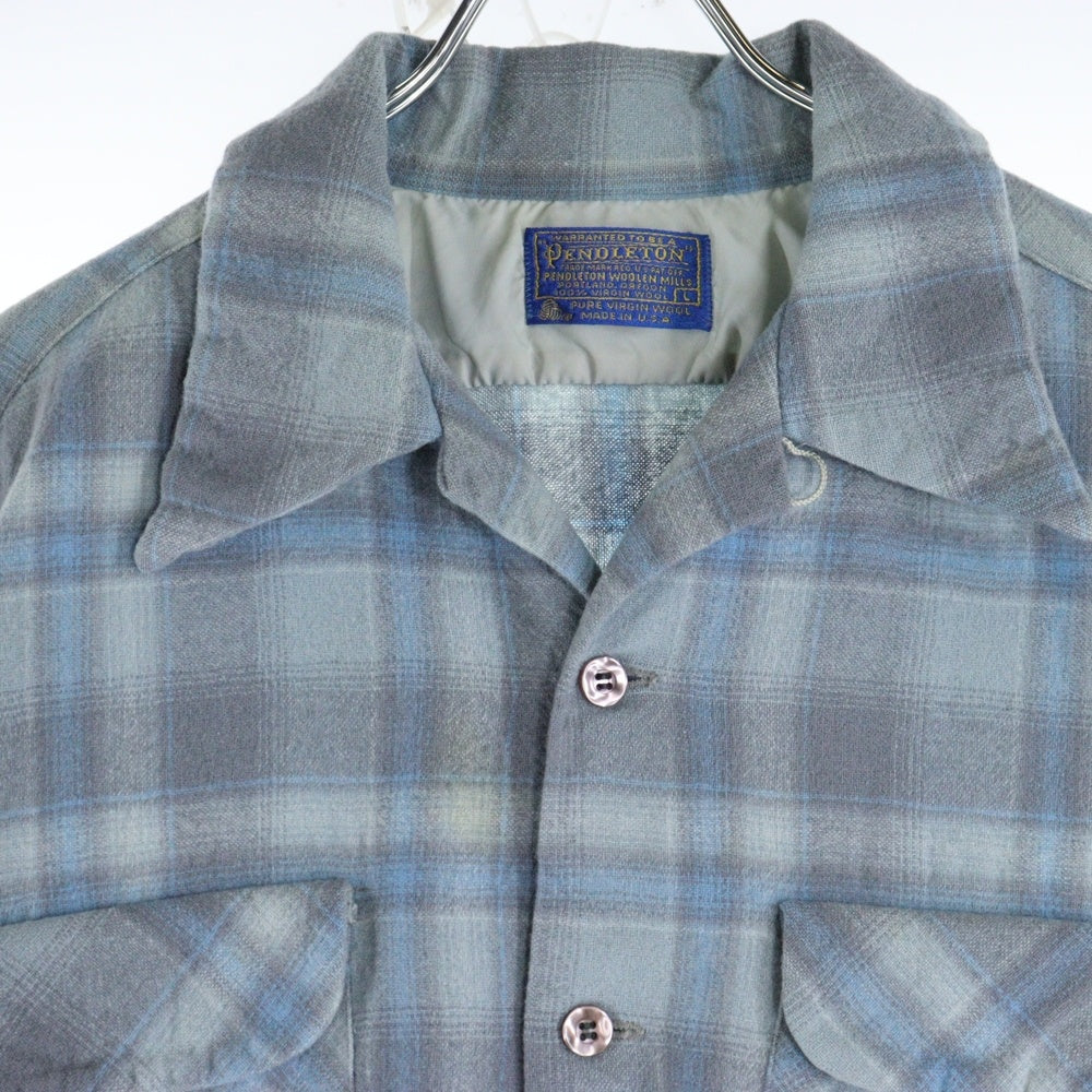 PENDLETON(ペンドルトン) 50s VINTAGE オンブレチェック 長袖シャツ ライトブルー