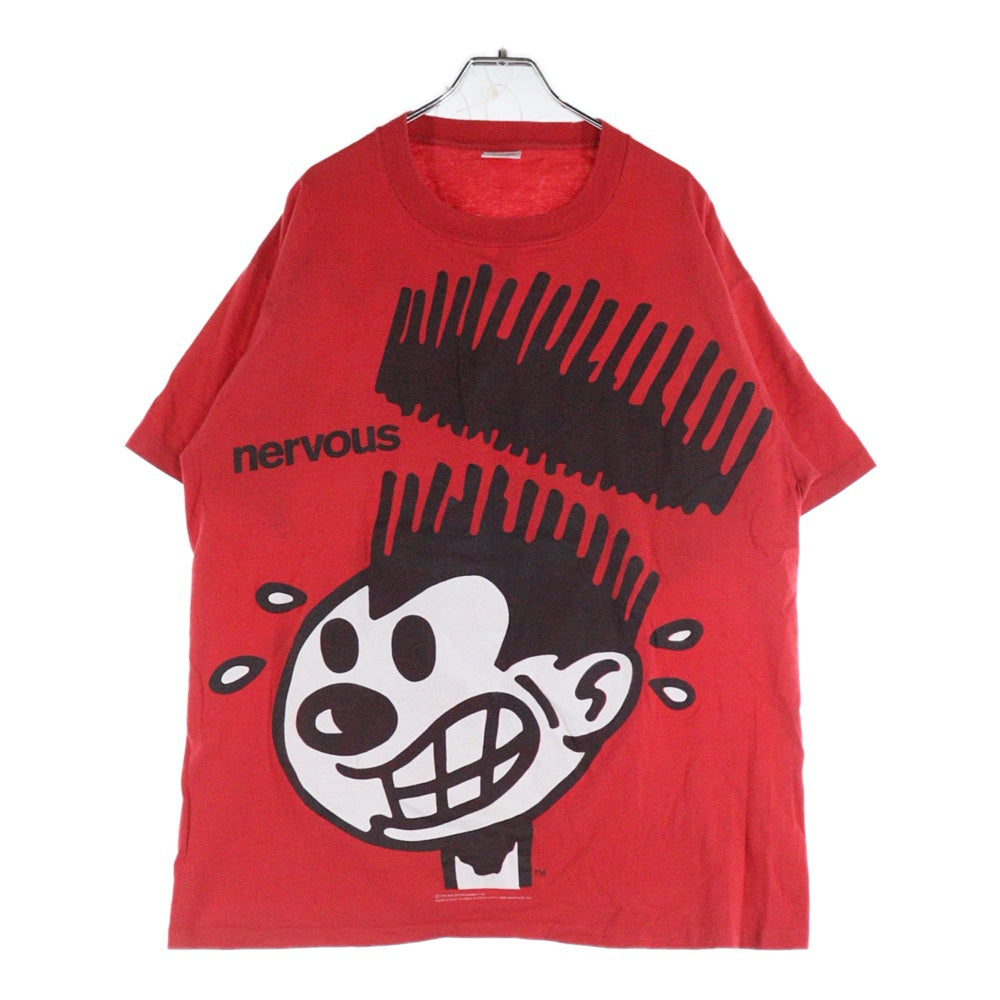 VINTAGE(ヴィンテージ) 90s NERVOUS RECORDS ナーバスレコード 両面プリント 半袖Tシャツ カットソー レッド