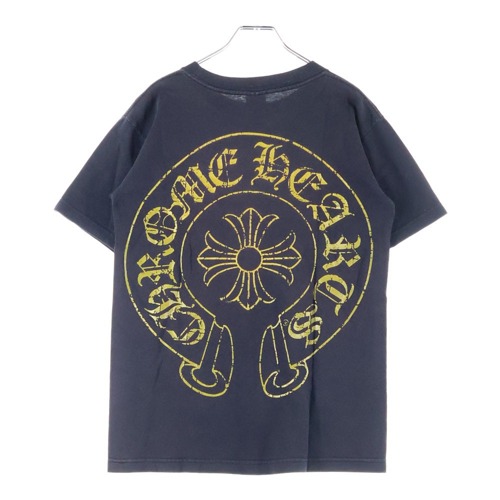 CHROME HEARTS(クロムハーツ) OLD バックホースシュー CHプラスポケット半袖Tシャツ カットソー ブラック/イエロー