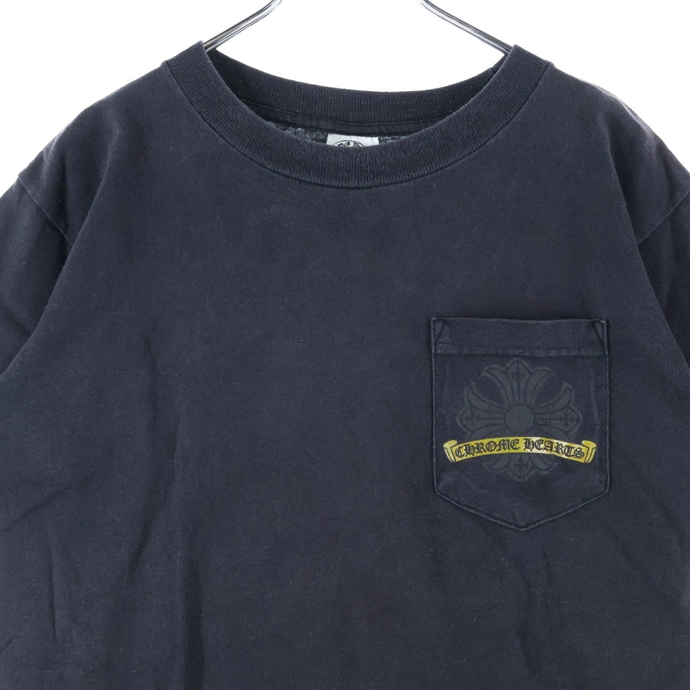 CHROME HEARTS(クロムハーツ) OLD バックホースシュー CHプラスポケット半袖Tシャツ カットソー ブラック/イエロー