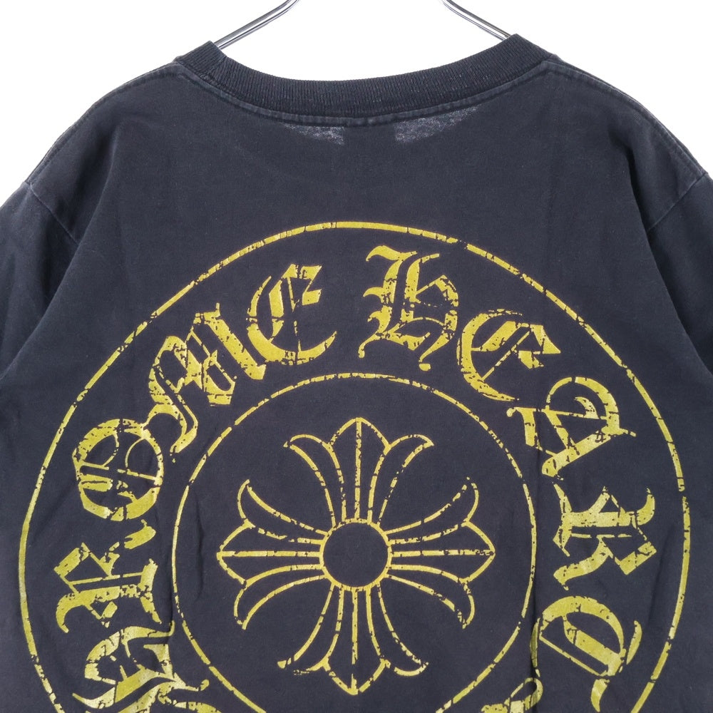 CHROME HEARTS(クロムハーツ) OLD バックホースシュー CHプラスポケット半袖Tシャツ カットソー ブラック/イエロー