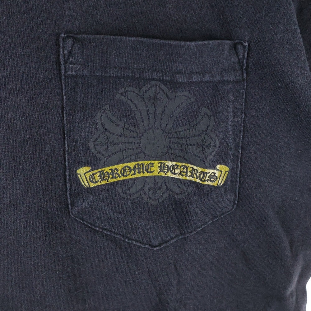 CHROME HEARTS(クロムハーツ) OLD バックホースシュー CHプラスポケット半袖Tシャツ カットソー ブラック/イエロー