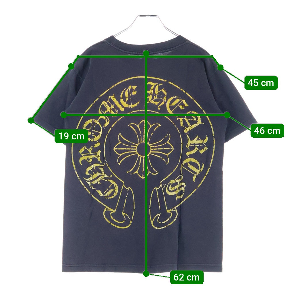 CHROME HEARTS(クロムハーツ) OLD バックホースシュー CHプラスポケット半袖Tシャツ カットソー ブラック/イエロー