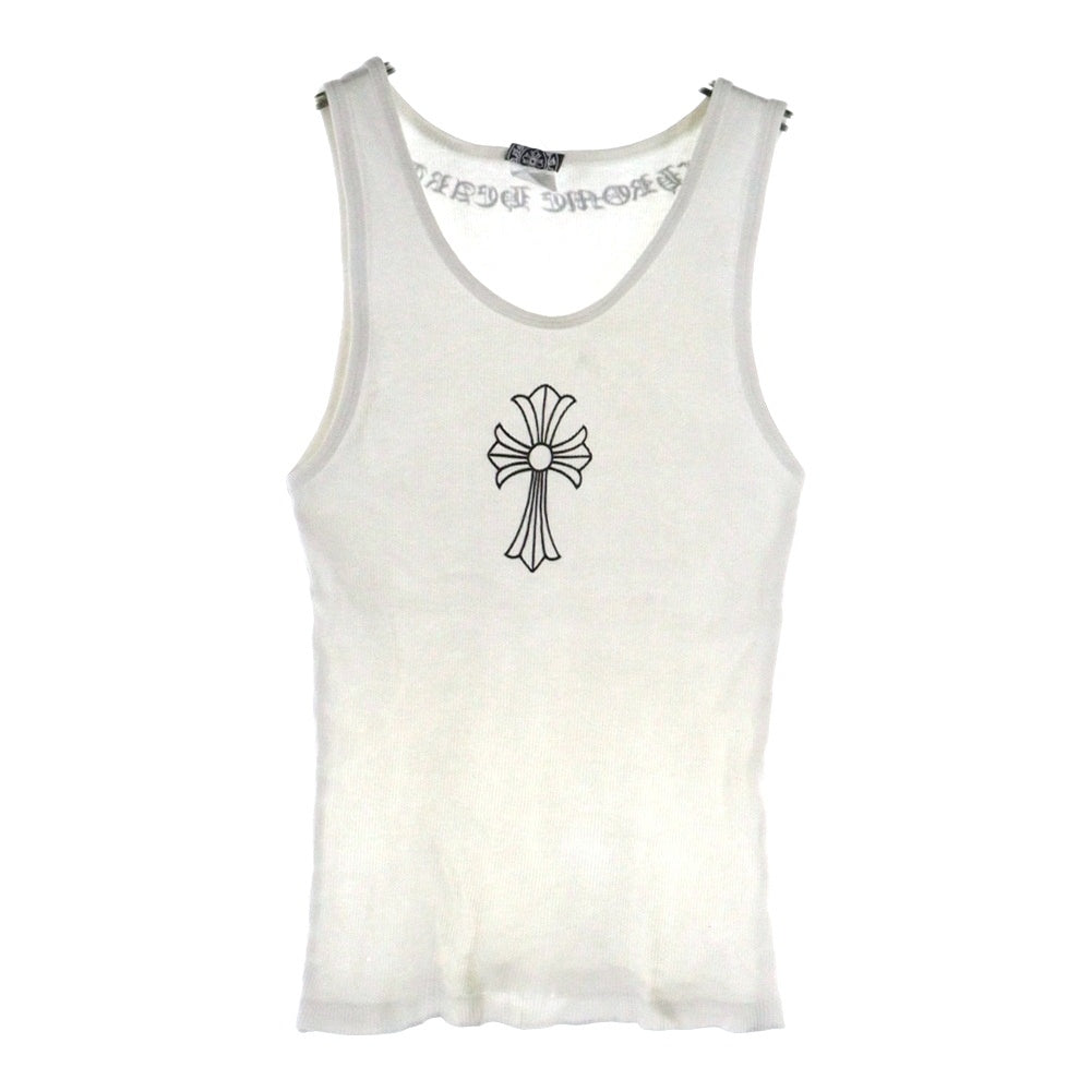 CHROME HEARTS(クロムハーツ) OLD TANK TOP CHクロスロゴデザイン リブタンクトップ ノースリーブカットソー ホワイト